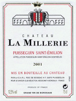 Ch�teau La Millerie 2001, AOC Puisseguin Saint-Emilion (la bouteille)