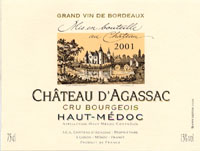 Ch�teau d'Agassac 2001, AOC Haut-M�doc - Cru Bourgeois (la bouteille)