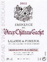 Eminence de Vieux Ch�teau Gachet 2002, AOC Lalande-de-Pomerol (la bouteille)