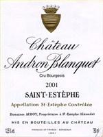 Ch�teau Andron-Blanquet 2001, AOC Saint-Est�phe, Cru Bourgeois (la bouteille)