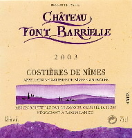 Costi�res-de-N�mes AOC - Ch�teau Font Barrielle 2003 (la bouteille)