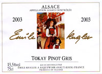Tokay Pinot Gris, AOC Alsace - Emile Kugler 2003 (la bouteille)