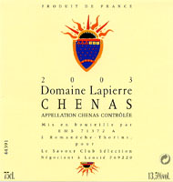 Ch�nas AOC - Domaine Lapierre 2003 (la bouteille)