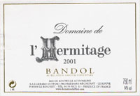 Bandol AOC - Domaine de L'Hermitage 2001 (la bouteille)