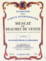 Muscat de Beaumes-de-Venise, AOC - Dne du Vieux Pigeonnier 2003 (la bouteille)