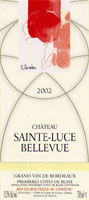 Ch�teau Sainte-Luce Bellevue 2002, Premi�res C�tes-de-Blaye (la bouteille)