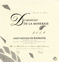 Saint-Nicolas-de-Bourgueil, AOC Domaine de la Mineraie 2004 (la bouteille)