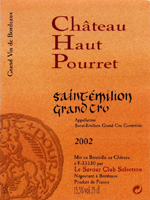 Ch�teau Haut-Pourret 2002, AOC Saint-Emilion Grand Cru (la bouteille)
