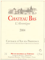 Coteaux-d'Aix-en-Provence AOC - Alvern�gues - Ch�teau Bas 2004 (la bouteille)