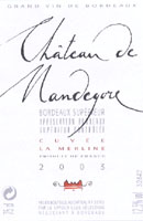 Ch�teau de Mandegore 2003, AOC Bordeaux (la bouteille)