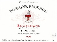Bourgogne Pinot Noir, AOC - Les Grands Charmeaux - Domaine Prudhon 2003 (la bouteille)