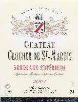 Ch�teau Clocher de Saint-Martin 2001, AOC Bordeaux Sup�rieur (la bouteille)