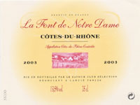 C�tes-du-Rh�ne 2003, AOC - La Font de Notre Dame (la bouteille)