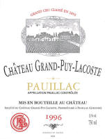 Ch�teau Grand Puy Lacoste 1996, AOC Pauillac - 5�me Cru Class� (la bouteille)
