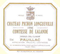 Ch�teau Pichon Longueville Comtesse de Lalande 1996, AOC Pauillac - 2�me Cru Class� (la bouteille)